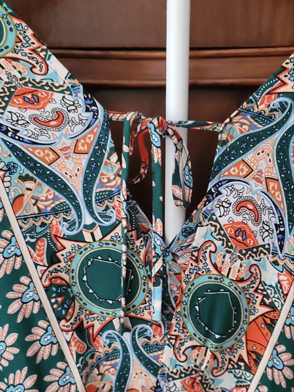 Boho Floral Paisley Tunic Dress in Teal & Coral - Picture 8 of 16